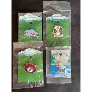 Alaska Lapel Pins Collection Souvenir Eagle Mountains Set of 4 Travel Souvenirs
